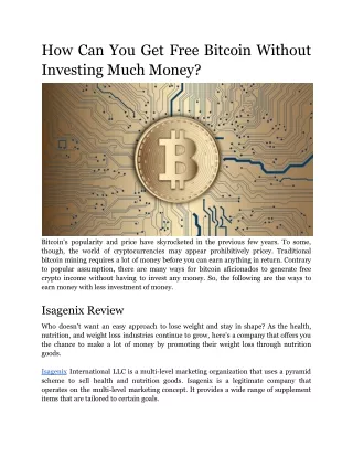 How Can You Get Free Bitcoin Without Investing Much Money_