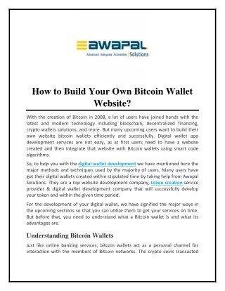 how to build your own bitcoin wallet website