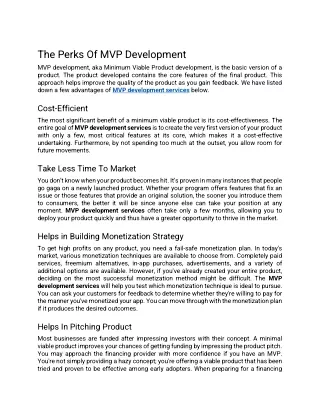 The Perks Of MVP Development