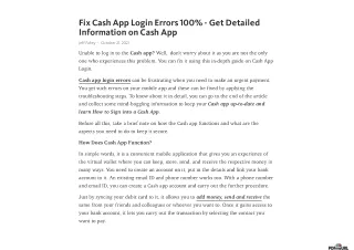 Fix Cash App Login Errors 100% - Get Detailed Information on Cash App