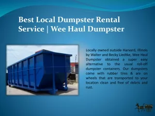 Best Local Dumpster Rental Service | Wee Haul Dumpster