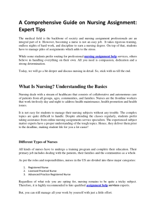 a comprehensive guide on nursing assignment