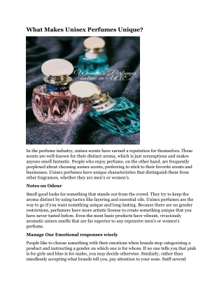what makes unisex perfumes unique