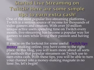 started live streaming on twitch here are some simple tips to earn extra cash