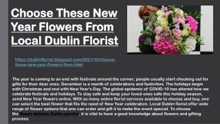 Choose These New Year Flowers From Local Dublin Florist