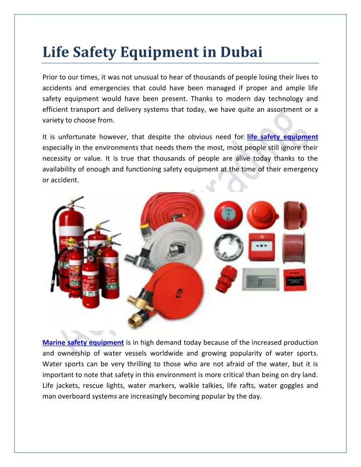 life safety equipment in dubai