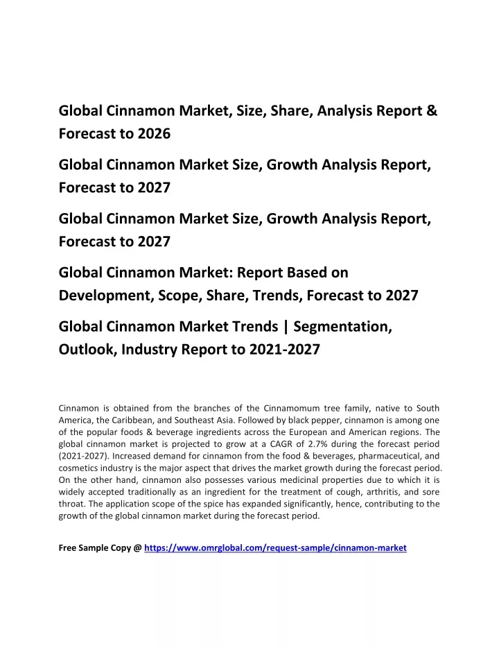 global cinnamon market size share analysis report