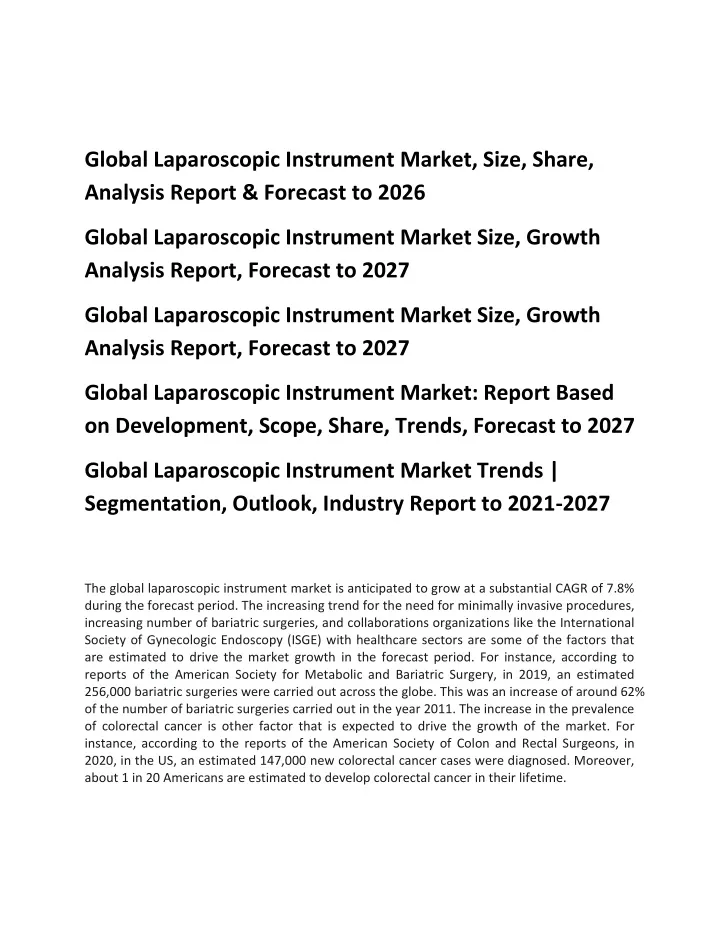 global laparoscopic instrument market size share