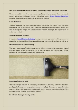 Why it is a good idea to hire the services of a top carpet cleaning company in Canterbury