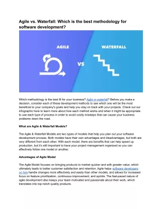 agile vs waterfall which is the best methodology