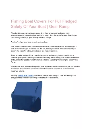 Fishing Boat Covers For Full Fledged Safety Of Your Boat | Gear Ramp
