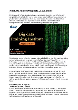 what are future prospects of big data