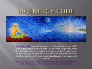 bioenergy code a good diet plan for is that