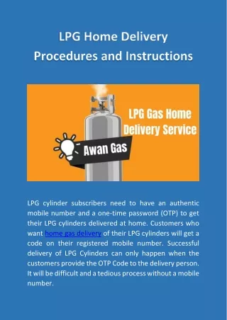 LPG Home Delivery Procedures and Instructions