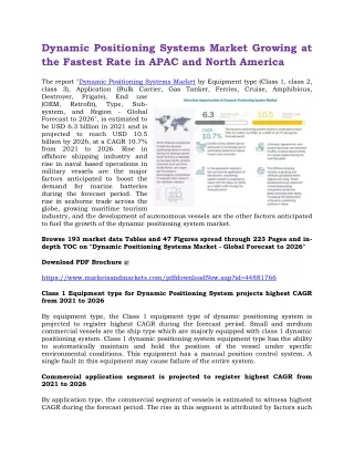 dynamic positioning systems market growing