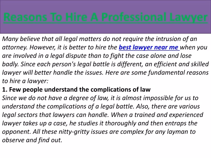 reasons to hire a professional lawyer