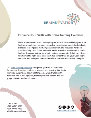 Enhance Your Skills with Brain Training Exercises