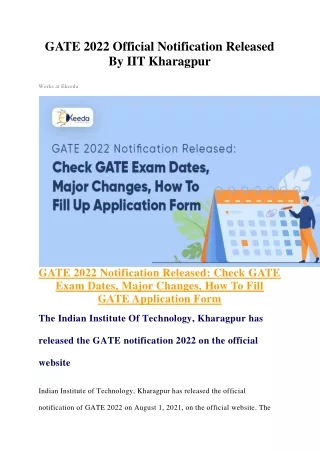 GATE 2022 Official Notification Released By IIT Kharagpur