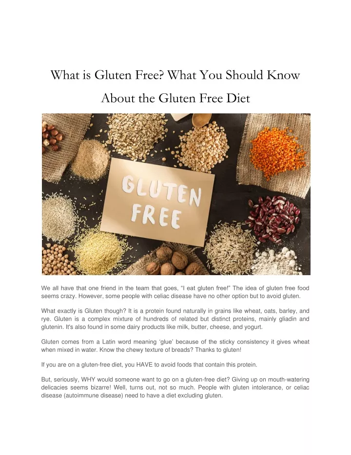 what is gluten free what you should know