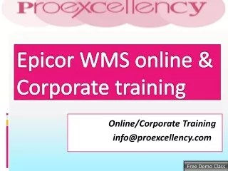 Epicor WMS online & Corporate training