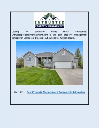 Best Property Management Company in Edmonton | Entrustedpropertymanagement.com