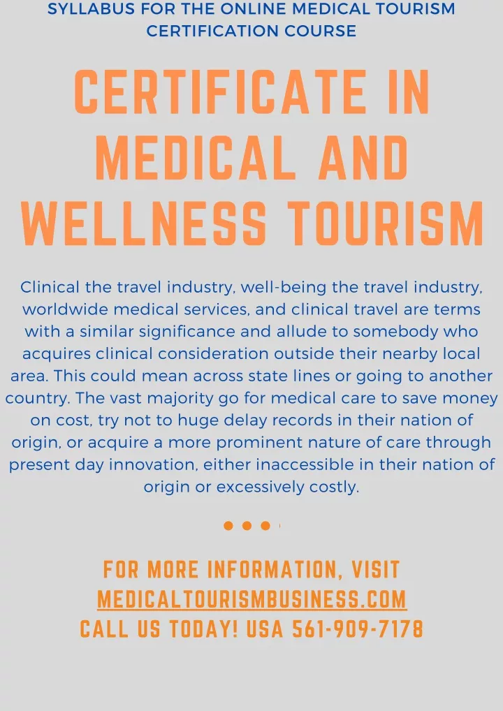 syllabus for the online medical tourism