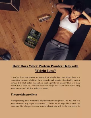 How Does Whey Protein Powder Help with Weight Loss