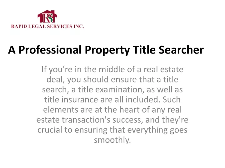 a professional property title searcher