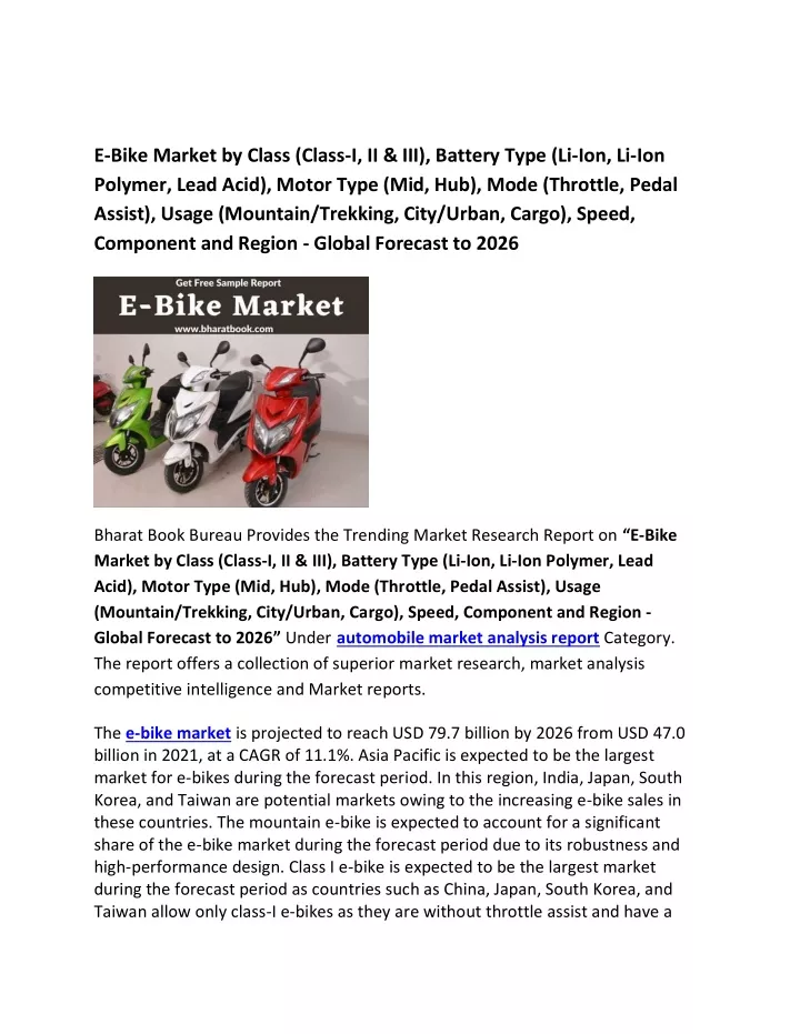 e bike market by class class i ii iii battery