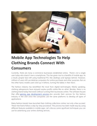 Mobile App Technologies To Help Clothing Brands Connect With Consumers