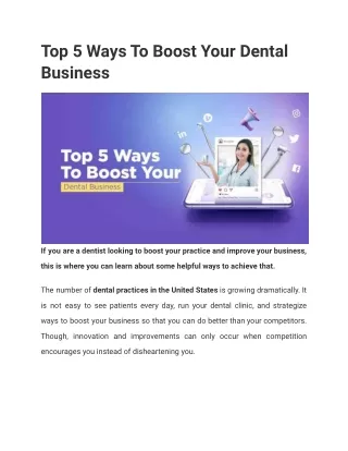 Top 5 Ways To Boost Your Dental Business