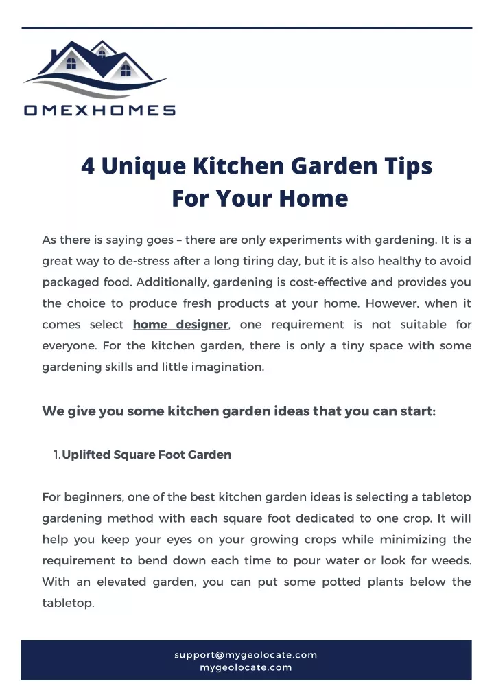 4 unique kitchen garden tips for your home