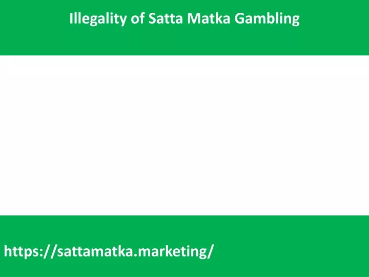 illegality of satta matka gambling