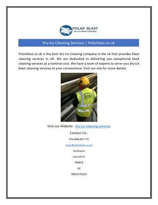 Dry Ice Cleaning Services | Polarblast.co.uk