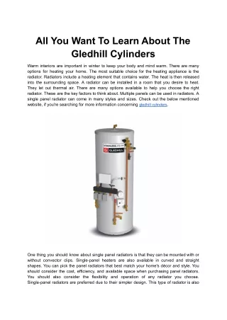 All You Want To Learn About The Gledhill Cylinders