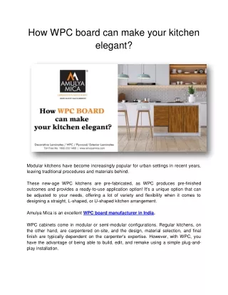 How WPC board can make your kitchen elegant