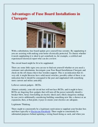 advantages of fuse board installations