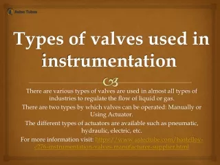 types of valves used in instrumentation