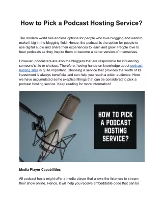 How to Pick a Podcast Hosting Service?