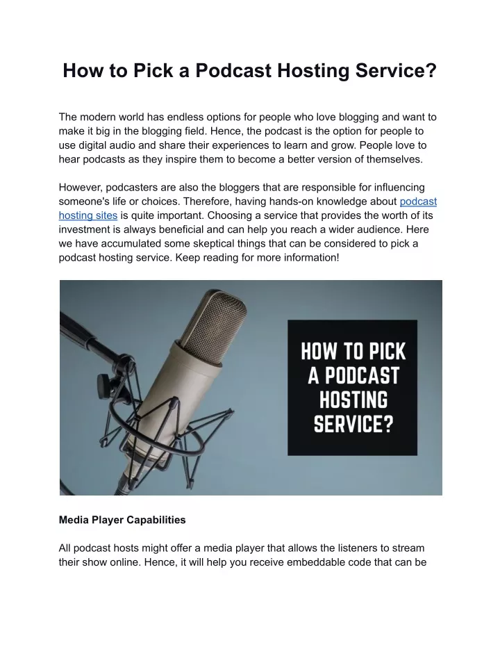 how to pick a podcast hosting service