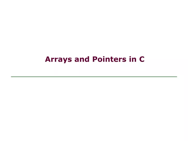 arrays and pointers in c