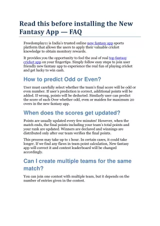 Read this before installing the new fantasy app - FAQs