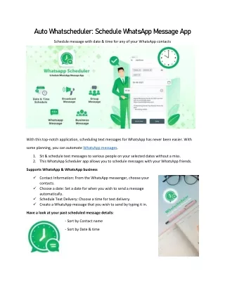 Auto Whatscheduler Schedule WhatsApp Message App