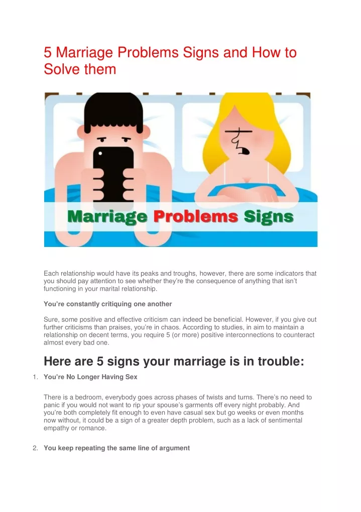 5 marriage problems signs and how to solve them