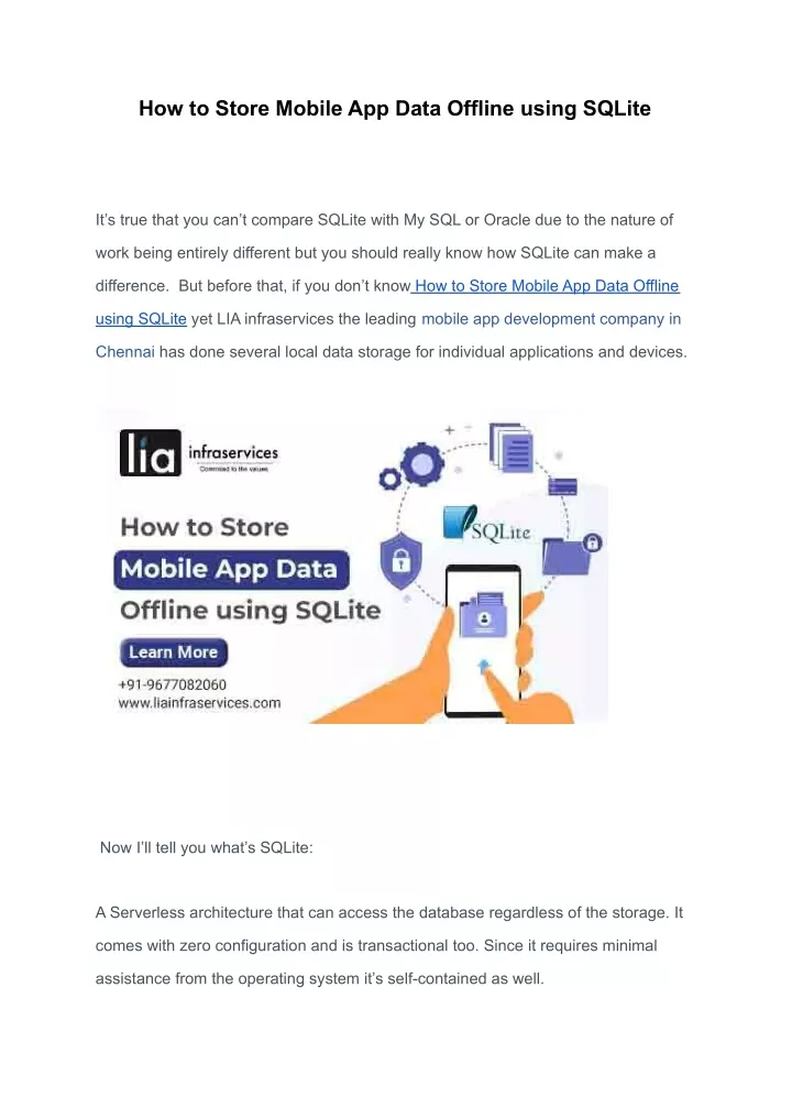 how to store mobile app data offline using sqlite