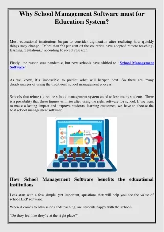 Why School Management Software must for Education
