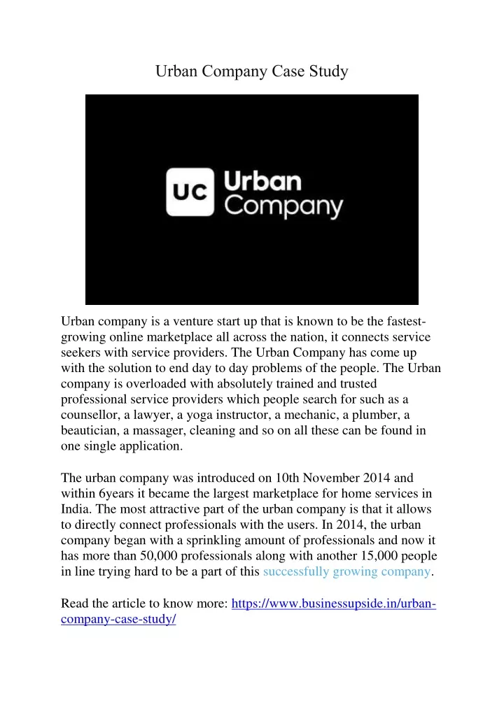 urban company case study