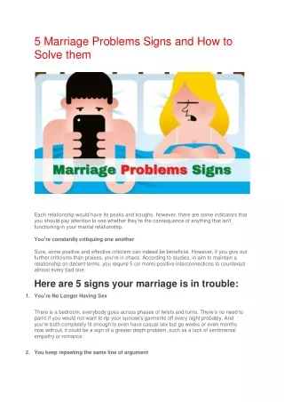 5 Marriage Problems Signs and How to Solve them