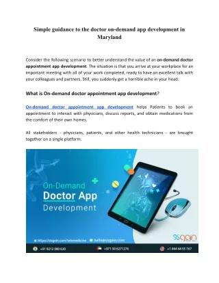 Simple guidance to the doctor on-demand app development in Maryland