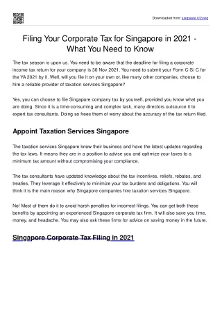 Taxation services Singapore